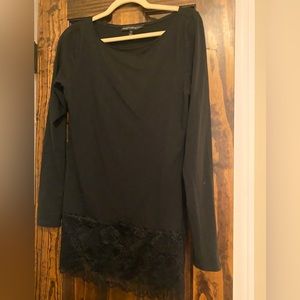 Long sleeve black top with lace trim  - like new